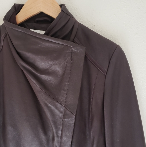 T Tahari Drape Moto Jacket - Picture 4 of 11